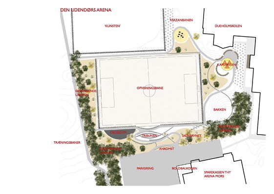 Billedet er en plan over de forskellige områder i parken.